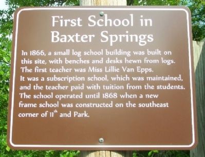 First School in Baxter Springs Marker image. Click for full size.