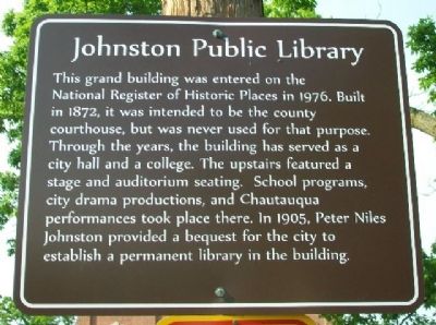 Johnston Public Library Marker image. Click for full size.