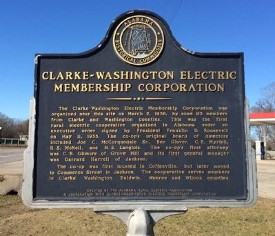 Clarke-Washington Electric Membership Corporation Marker image. Click for full size.