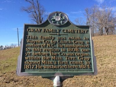 Gray Cemetery marker (about one mile east of cemetery) image. Click for full size.