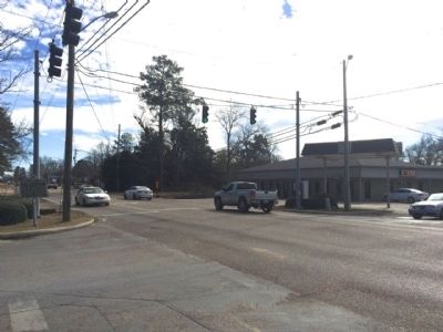 View of marker on left looking south on Mississippi State Route 145 at Wayne Street.. Click for full size. View of marker on left looking south on Mississippi State Route 145 at Wayne Street. image. Click for full size.