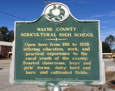 Wayne County Agricultural High School Marker image. Click for full size.