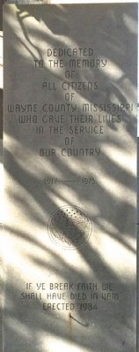 Wayne County War Memorial Marker. Click for full size. Wayne County War Memorial Marker image. Click for full size.