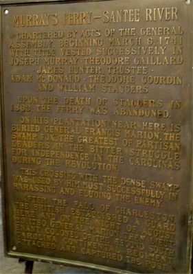 Murray's Ferry - Santee River Marker. Click for full size. Murray's Ferry - Santee River Marker image. Click for full size.