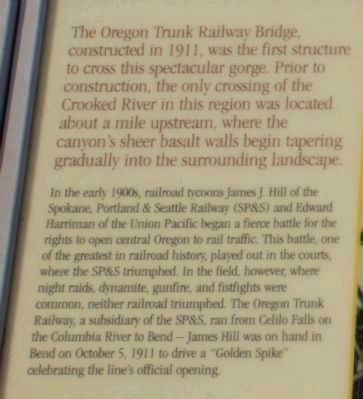 The Oregon Trunk Railroad Bridge Marker Text image. Click for full size.