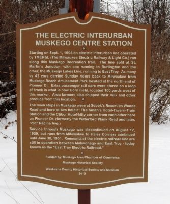 The Electric Interurban Muskego Centre Station Marker image. Click for full size.