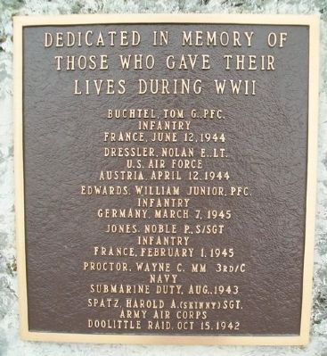World War II Memorial Marker. Click for full size. World War II Memorial Marker image. Click for full size.