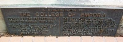 In Commemoration of the College of Emporia Marker. Click for full size. In Commemoration of the College of Emporia Marker image. Click for full size.