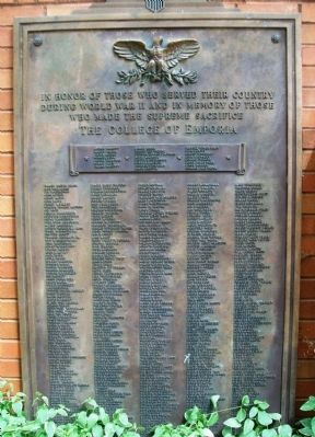 College of Emporia World War II Memorial Marker. Click for full size. College of Emporia World War II Memorial Marker image. Click for full size.