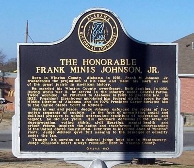 The Honorable Frank Minis Johnson, Jr. Marker image. Click for full size.