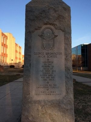 George Washington High School Marker. Click for full size. George Washington High School Marker image. Click for full size.