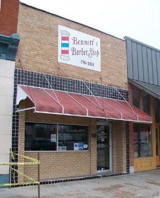 Bennett's Barber Shop and Marker. Click for full size. Bennett's Barber Shop and Marker image. Click for full size.