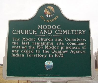 Modoc Church and Cemetery Marker. Click for full size. Modoc Church and Cemetery Marker image. Click for full size.