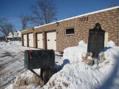 Old Fire Hall and Marker. Click for full size. Old Fire Hall and Marker image. Click for full size.