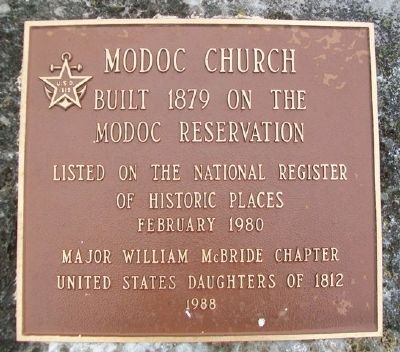 Modoc Church Marker. Click for full size. Modoc Church Marker image. Click for full size.