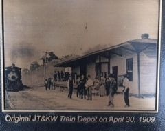 Original JT & KW Train Depot on April 30, 1909 image. Click for full size.