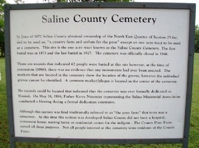 Saline County Cemetery Marker image. Click for full size.