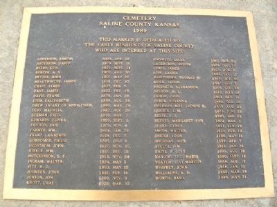 Saline County Cemetery Burials. Click for full size. Saline County Cemetery Burials image. Click for full size.