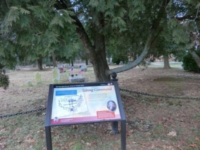 Taking Command Marker with Col. Philip Reed's grave marker in the backgroung image. Click for full size.
