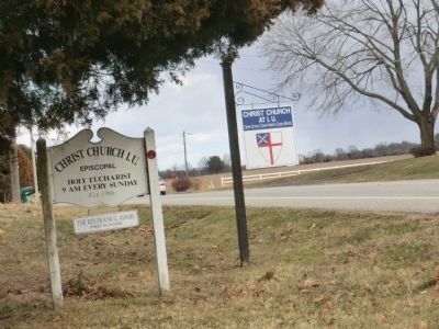Signs at the entrance to the Church and Cemetery image. Click for full size.