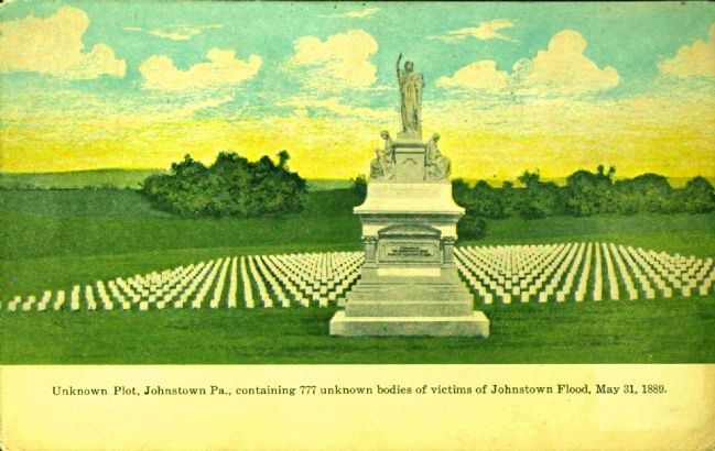 <i> Unknown Plot, Johnstown, Pa. Containing 777 unknown bodies
</i>. Click for full size. <i> Unknown Plot, Johnstown, Pa. Containing 777 unknown bodies
</i> image. Click for full size.
