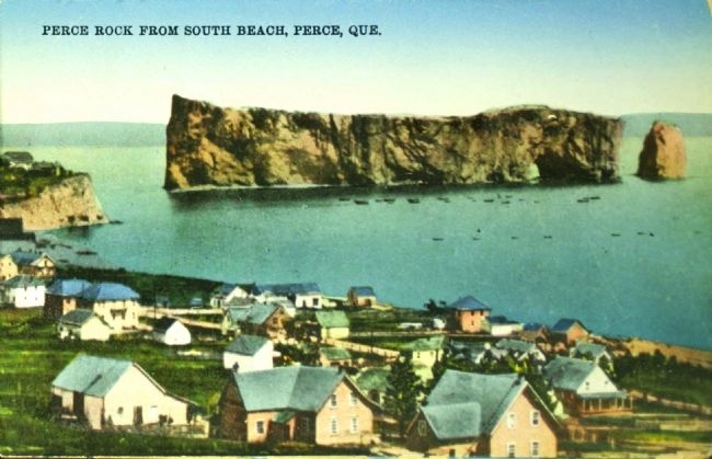 <i>Perce Rock from South Beach, Perce, Que.</i>. Click for full size. <i>Perce Rock from South Beach, Perce, Que.</i> image. Click for full size.