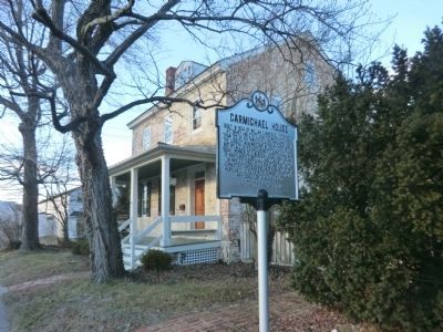 Carmichael House Marker with the House in the background image. Click for full size.