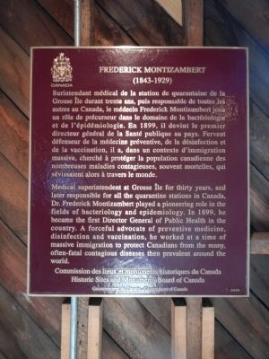 Frederick Montizambert plaque, inside the Disinfection Building image. Click for full size.