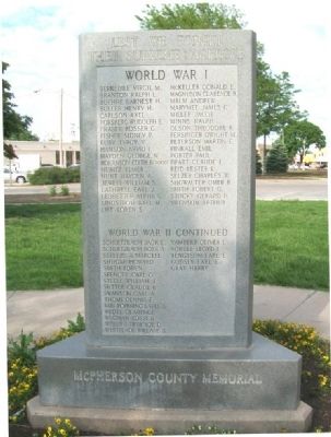 McPherson County War Memorial (Side A) image. Click for full size.