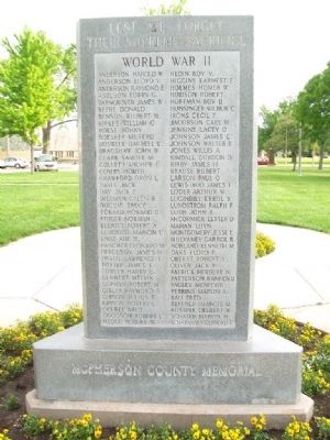 McPherson County War Memorial (Side B) image. Click for full size.