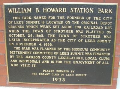 William B. Howard Station Park Marker. Click for full size. William B. Howard Station Park Marker image. Click for full size.