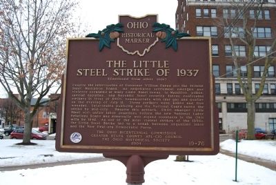 The Little Steel Strike of 1937 Marker Reverse image. Click for full size.