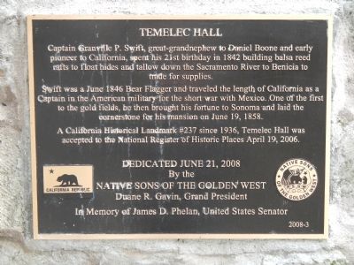 Temelec Hall Marker image. Click for full size.