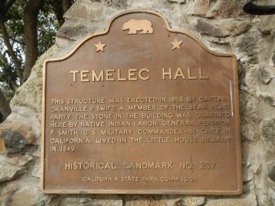 Temelec Hall Marker. Click for full size. Temelec Hall Marker image. Click for full size.