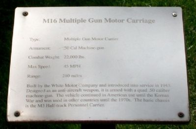 M16 Multiple Gun Motor Carriage Marker image. Click for full size.