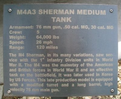 M4A3 Sherman Medium Tank Marker image. Click for full size.