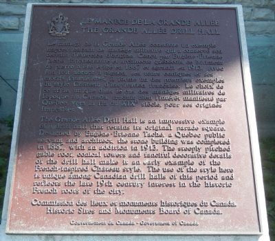 The Grande Allée Drill Hall Marker. Click for full size. The Grande Allée Drill Hall Marker image. Click for full size.