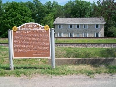 First Capitol of Kansas and Marker image. Click for full size.