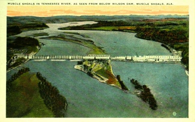 <i>Muscle Shoals in Tennessee River, as Seen from Below Wilson Dam, Muscle Shoals, Ala.</i> image. Click for full size.