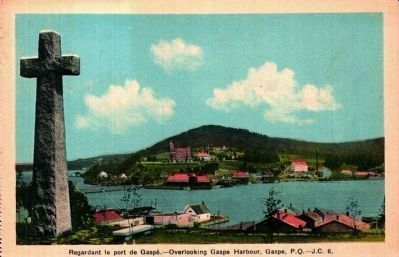 <i>Regardant le Port de Gaspé - Overlooking Gaspe Harbour, Gaspe, P.Q. </i>. Click for full size. <i>Regardant le Port de Gaspé - Overlooking Gaspe Harbour, Gaspe, P.Q. </i> image. Click for full size.