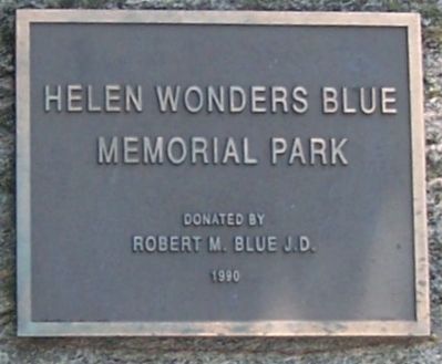Helen Wonders Blue Memorial Park Marker image. Click for full size.