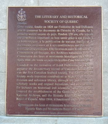 The Literary and Historical Society of Quebec Marker image. Click for full size.