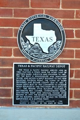 Texas & Pacific Railway Depot Marker image. Click for full size.