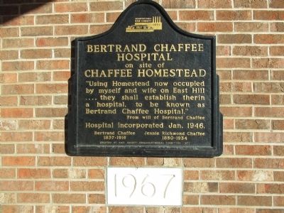 Bertrand Chaffee Hospital Marker image. Click for full size.