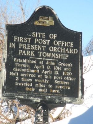 Site of First Post Office in Present Orchard Park Township Marker image. Click for full size.