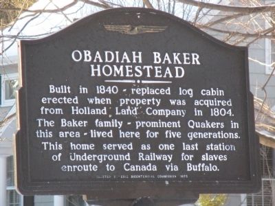 Obadiah Baker Homestead Marker image. Click for full size.