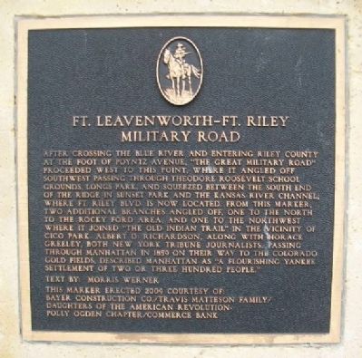 Ft. Leavenworth - Ft. Riley Military Road Marker image. Click for full size.