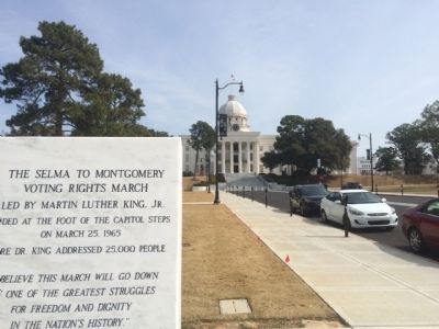 Marker with State Capitol Building in background.. Click for full size. Marker with State Capitol Building in background. image. Click for full size.