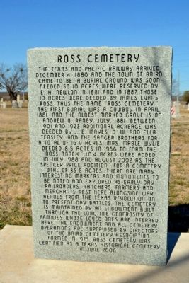Ross Cemetery Marker image. Click for full size.