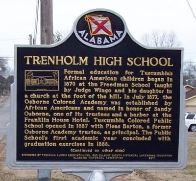 Trenholm High School Marker, side 1 image. Click for full size.